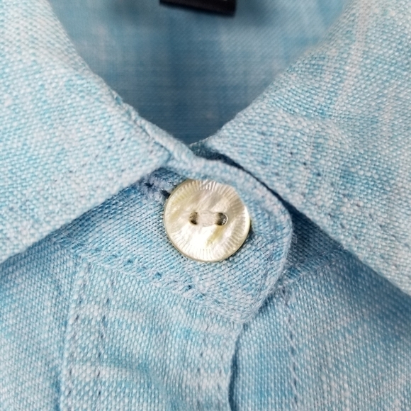 Saks Fifth Avenue 100% Linen Button Front Shirt Blue Womens Size Small - Picture 8 of 10